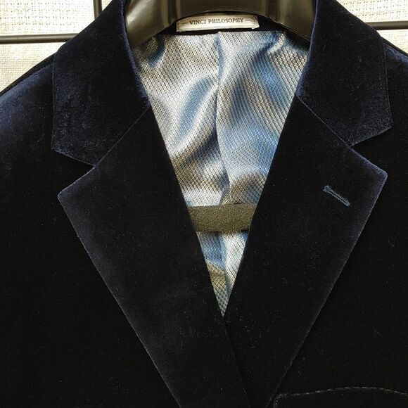 MEN'S VINCI SAPPHIRE BLUE LUXURIOUS VELVET SPORT JACKET. - Picture 3 of 9